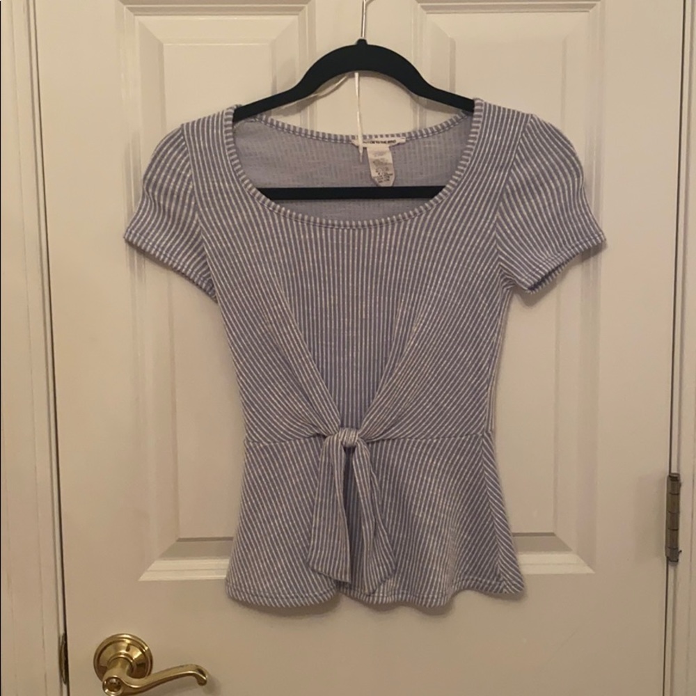 Blue and white striped shirt